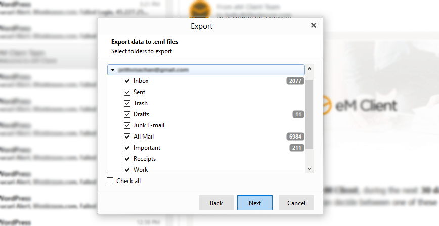 eM Client to Gmail