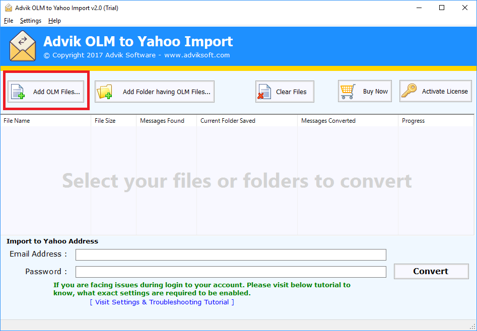 OLM to Yahoo converter