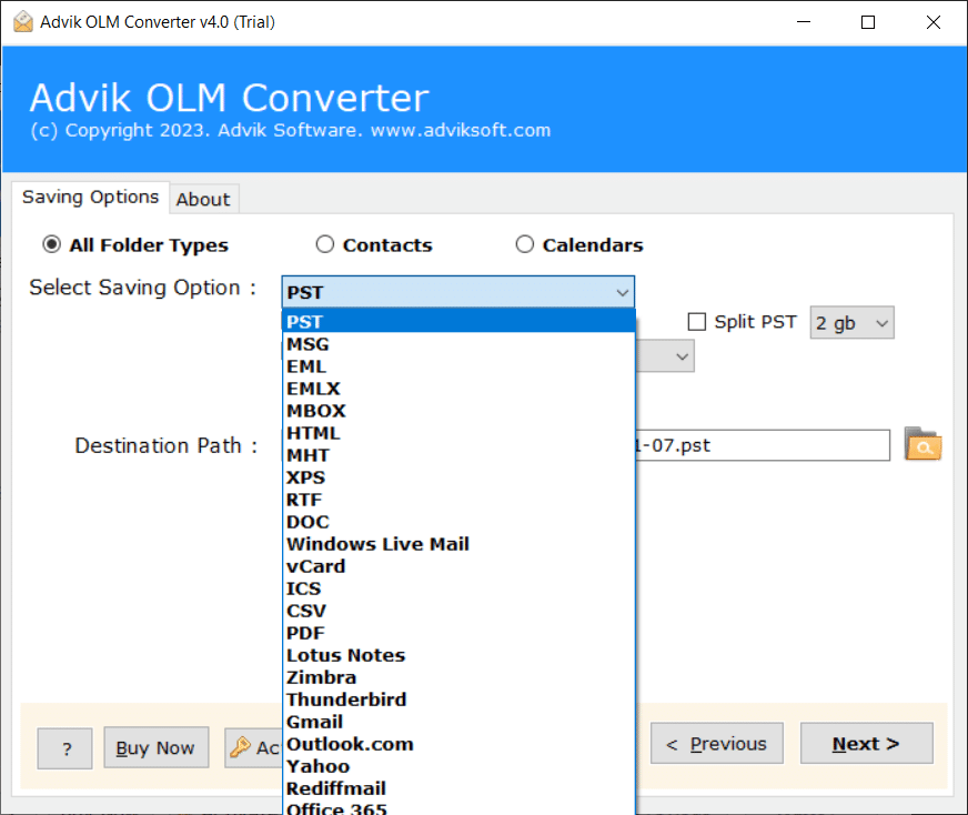 convert olm file format
