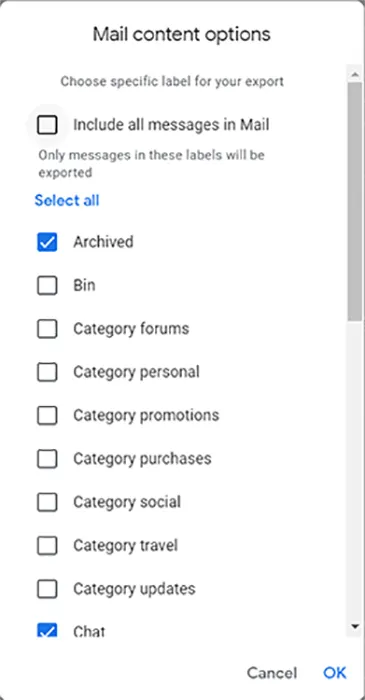 export all gmail emails