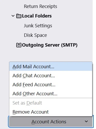 select Add Mail Account