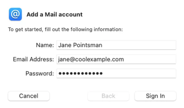 Enter Gmail account details