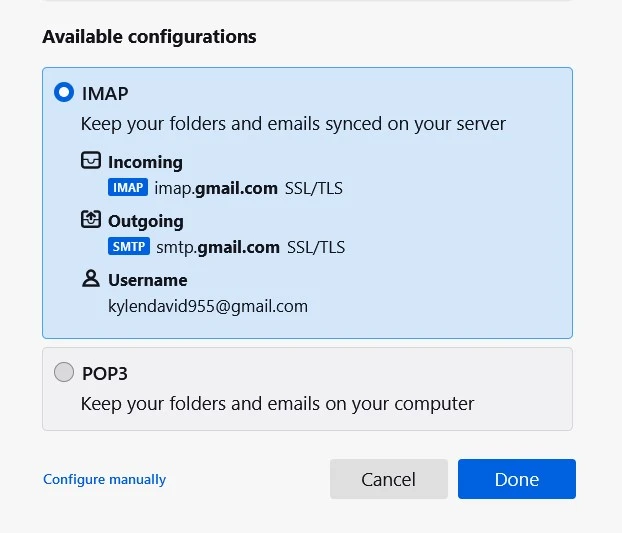 choose imap