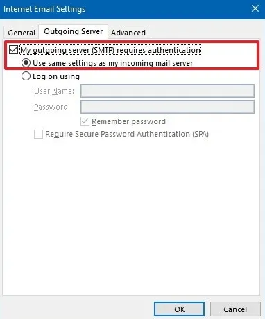 Check My Outgoing Server Requires Authentication