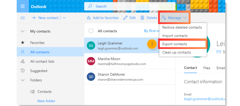 Click on Manage Contacts