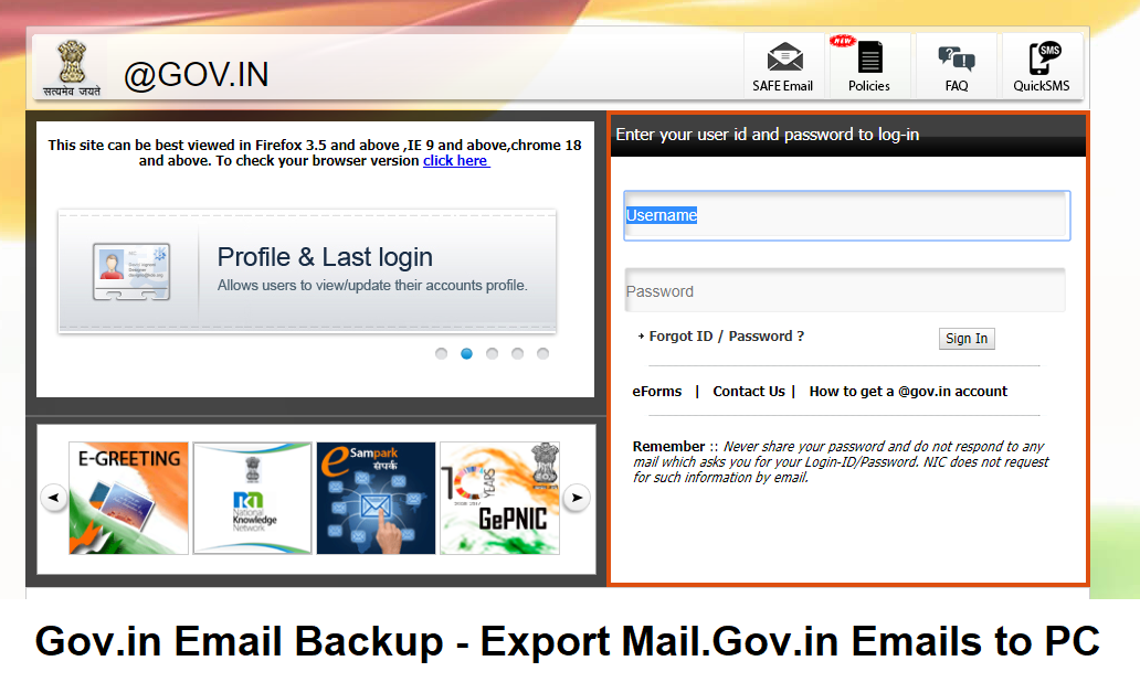 Export Gov.in Emails to Computer