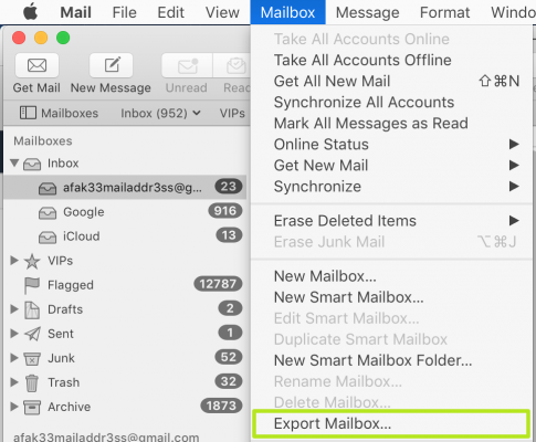 export mailbox from apple mail