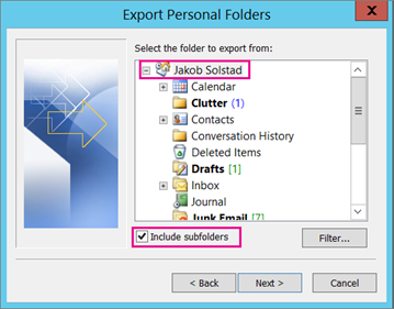 export outlook 2019 to pst file