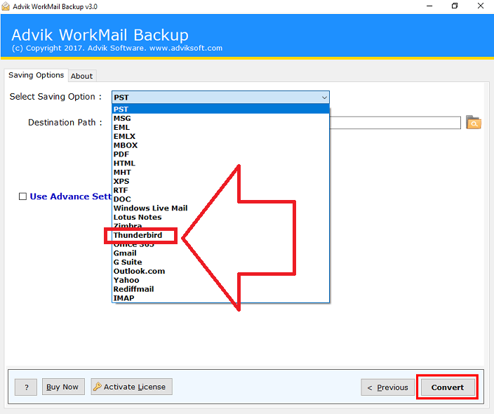 amazon workmail to thunderbird