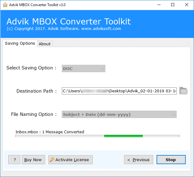 click convert to extract all attachments from MBOX file