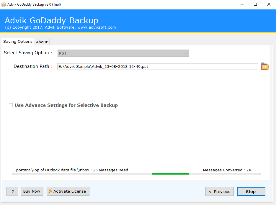 convert godaddy emails to pst file