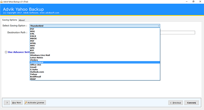 yahoo to thunderbird