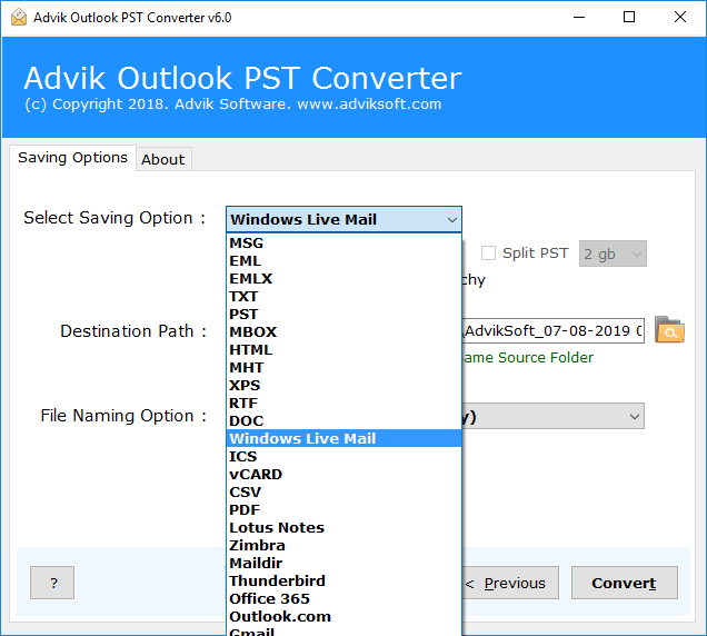 import outlook pst to windows live mail