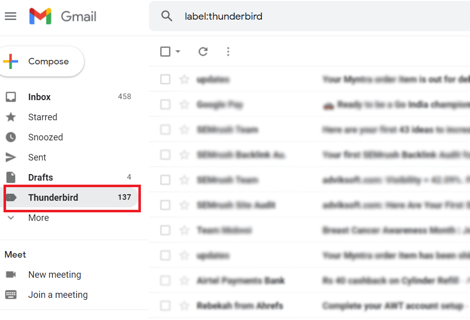 thunderbird to gmail migration