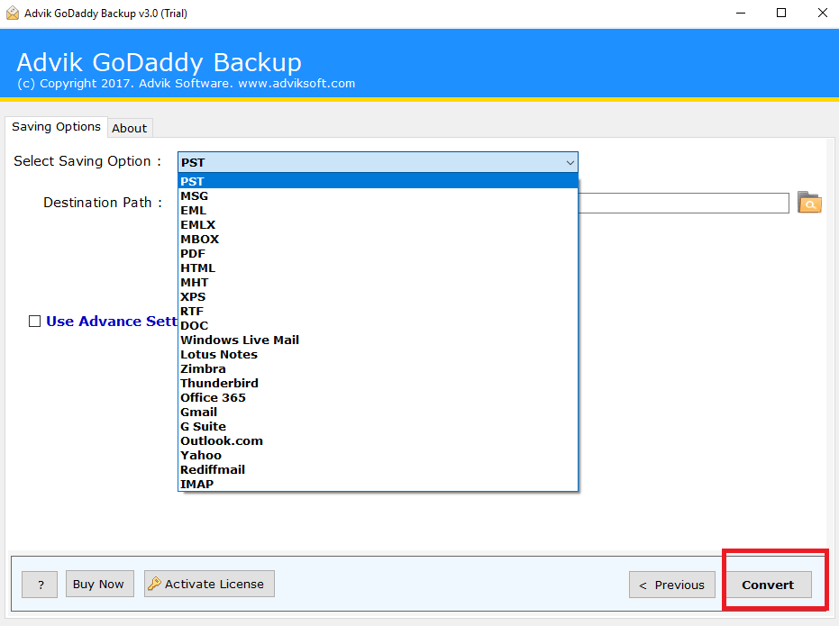export Godaddy webmail to eml