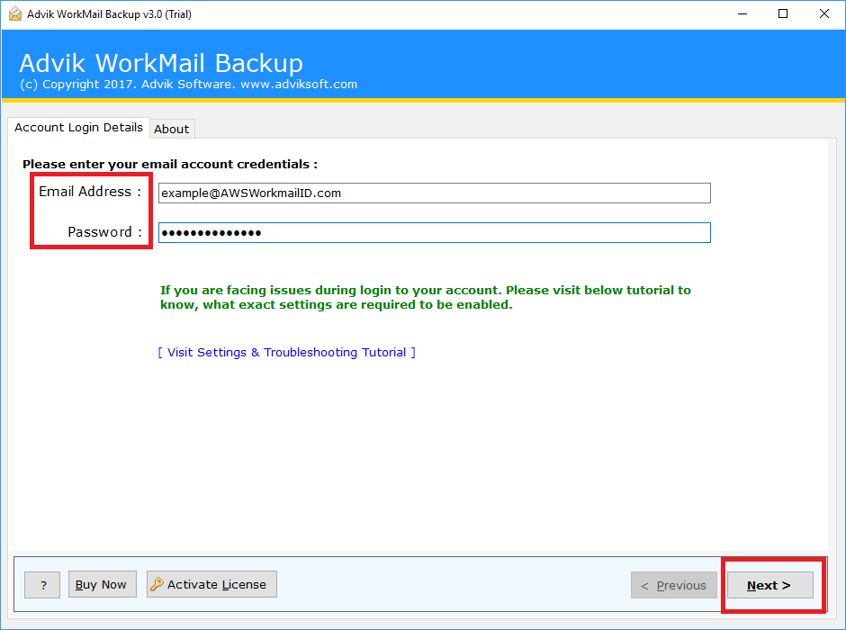 export aws workmail emails to gmail