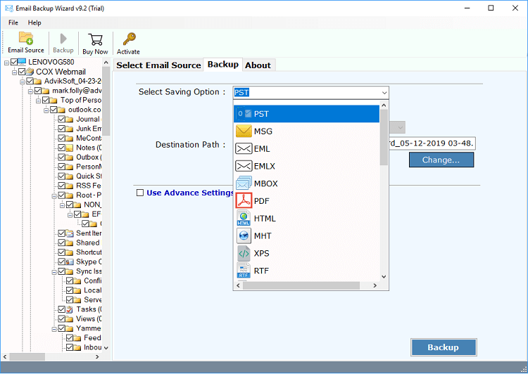 cox webmail to pst