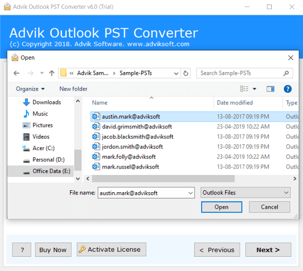 open the file you want to import into exchange