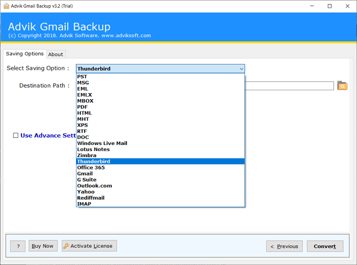 export gmail to thunderbird