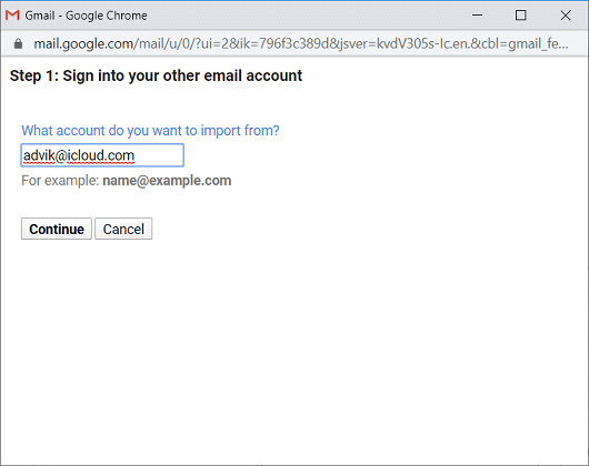 Enter your iCloud email login credentials