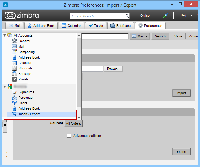 import tgz in zimbra