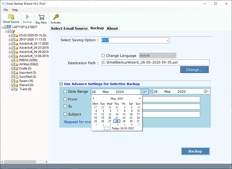 export zoho to pst manually