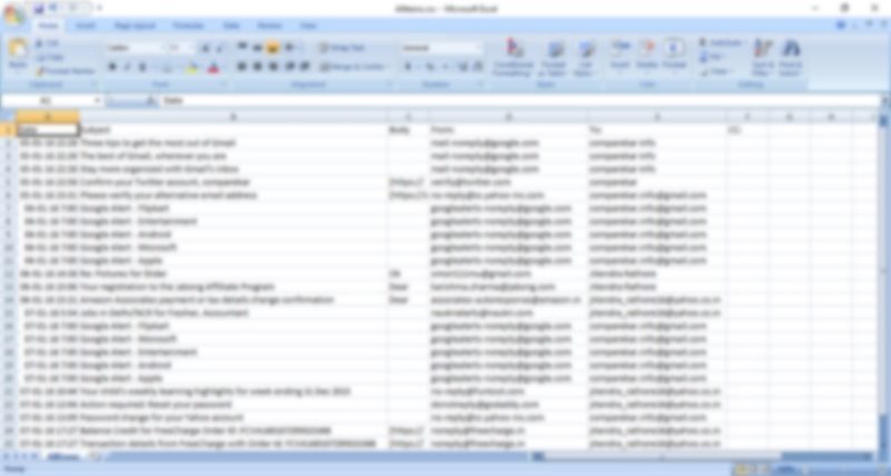 exchange server emails to excel