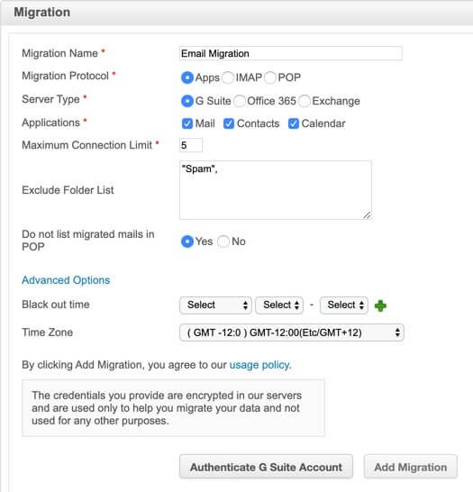 migrate g suite emails to zoho mail