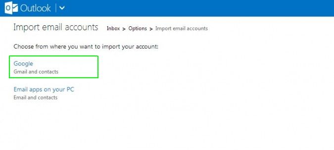 import gmail to outlook.com