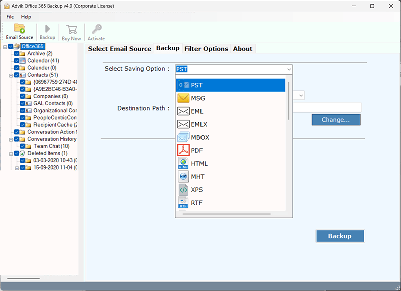 choose EML as a saving option