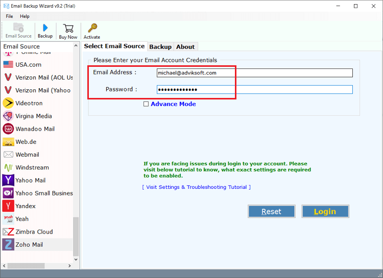 export zoho emails to csv