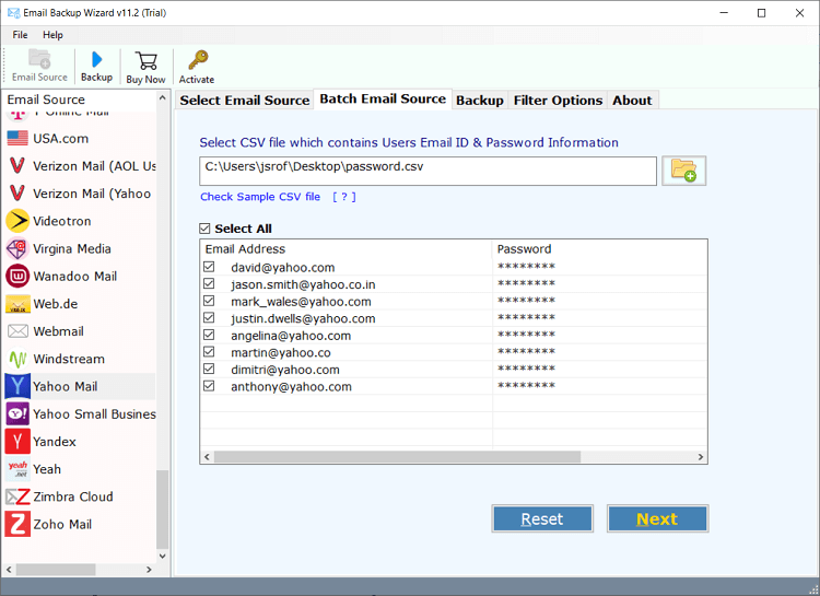 backup multiple yahoo accounts