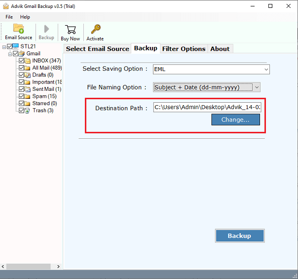convert gmail to eml file