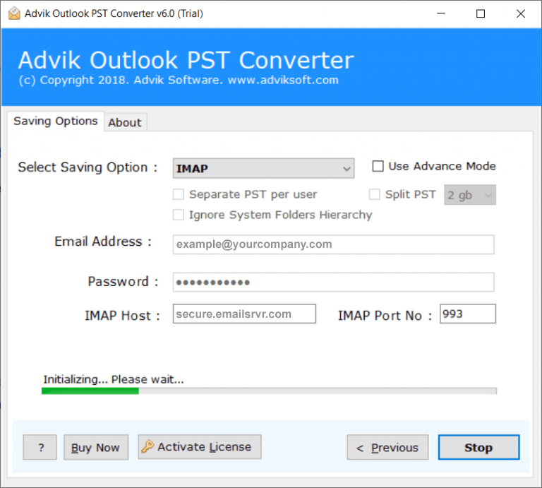 import pst to rackspace