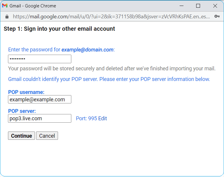 enter the IMAP details to transfer emails from outlook 365 to Gmail