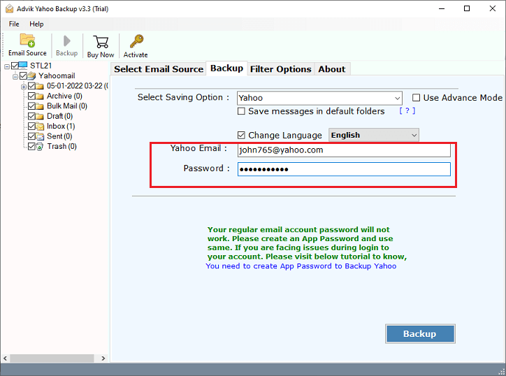 transfer Yahoo email Folders to Another Yahoo Account