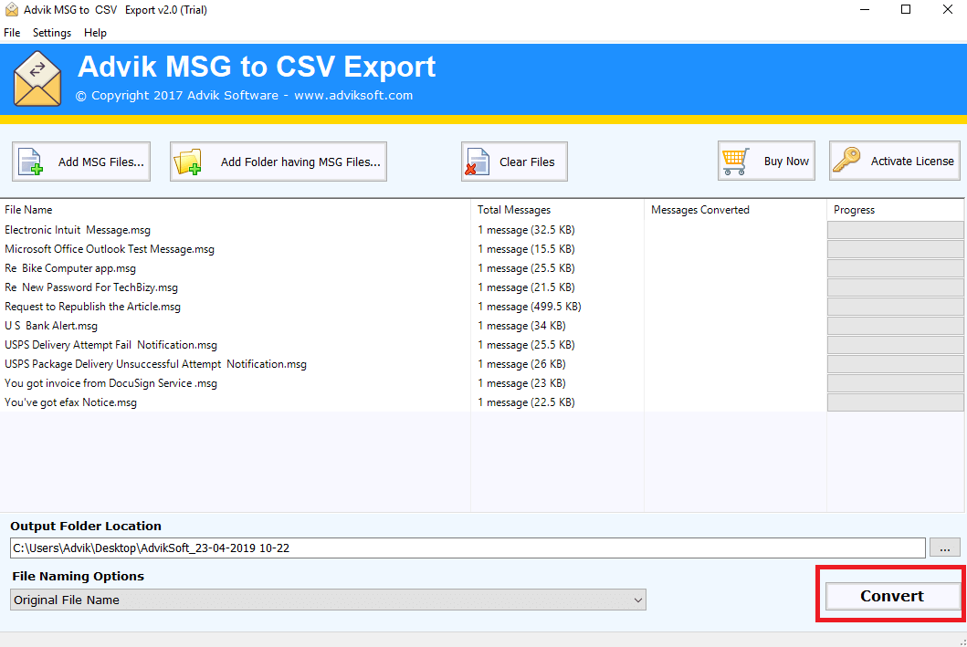 import msg to excel