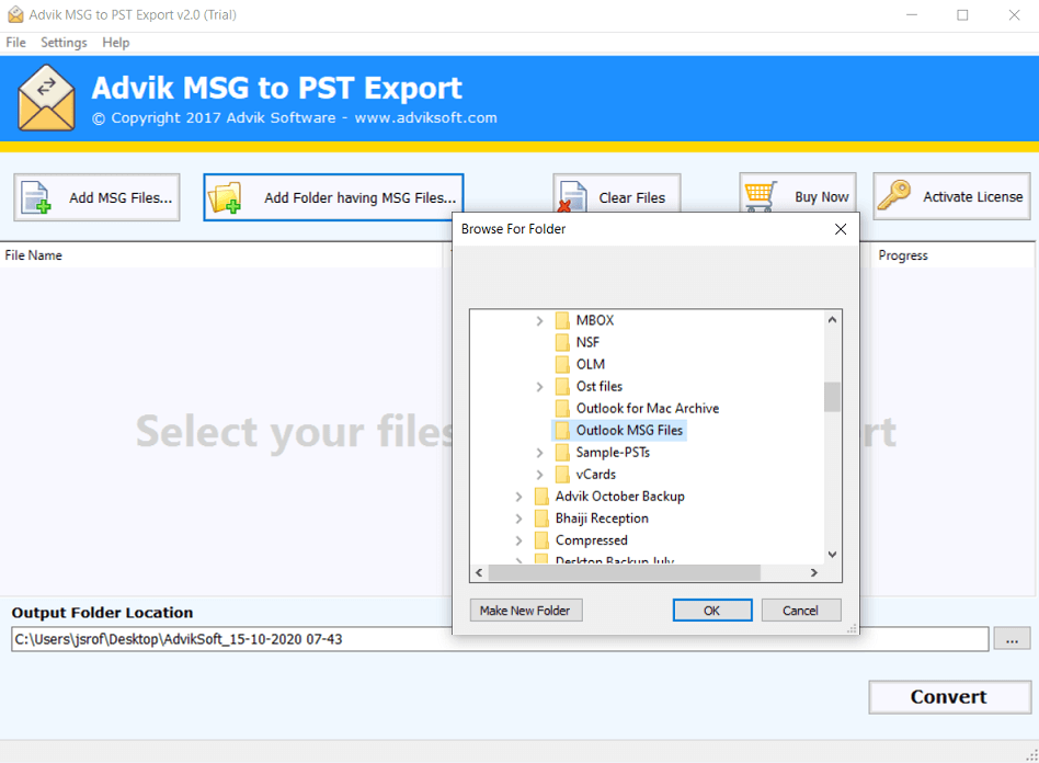 combine msg files to pst