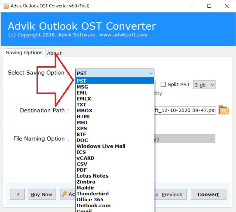create pst from ost