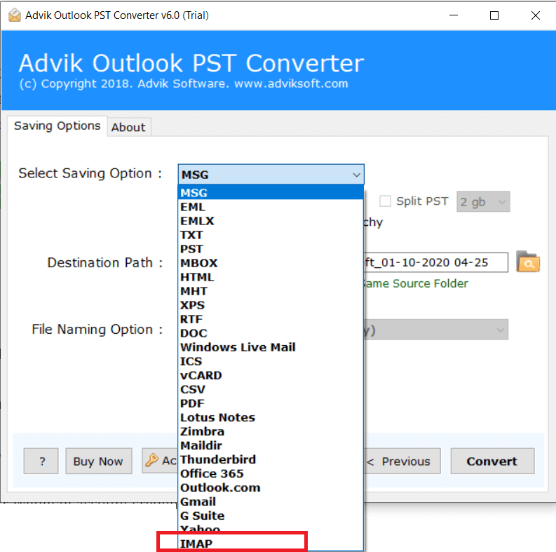 export pst file to webmail