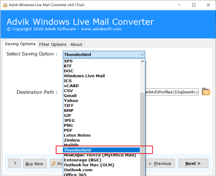 transfer windows live mail emails to thunderbird