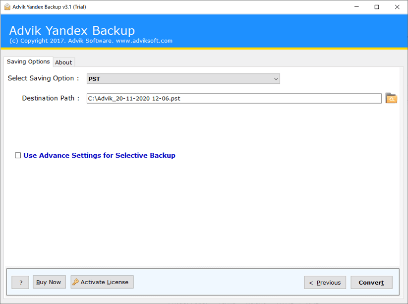 export yandex emails to pst