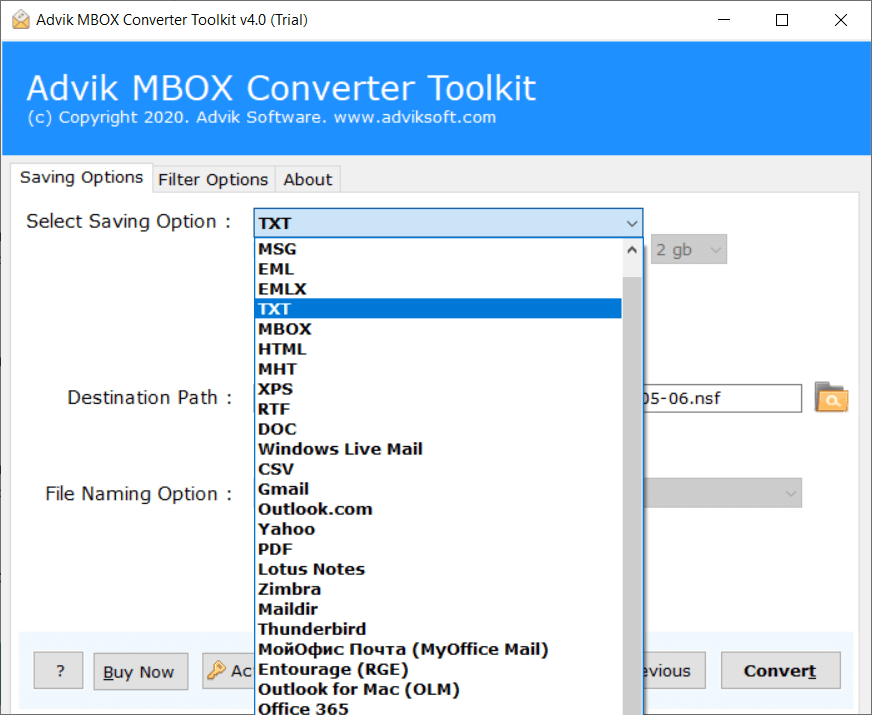 select TXT file to extract emails from mbox file