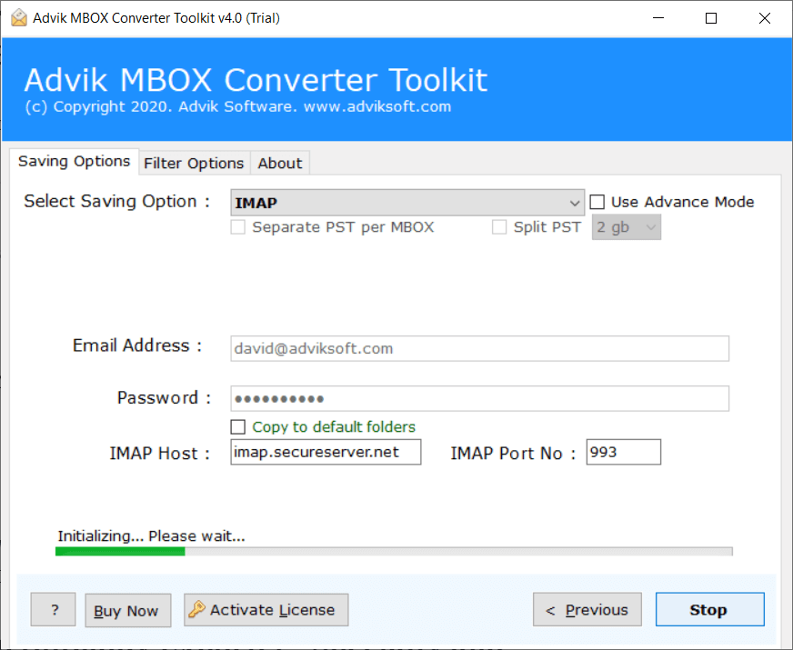 upload mbox file in godaddy