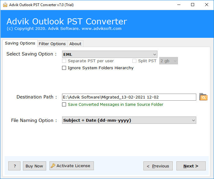 click the Convert to save EML from Outlook