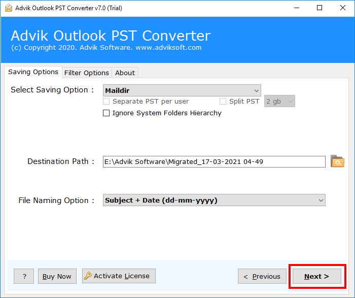 outlook emails to maildir