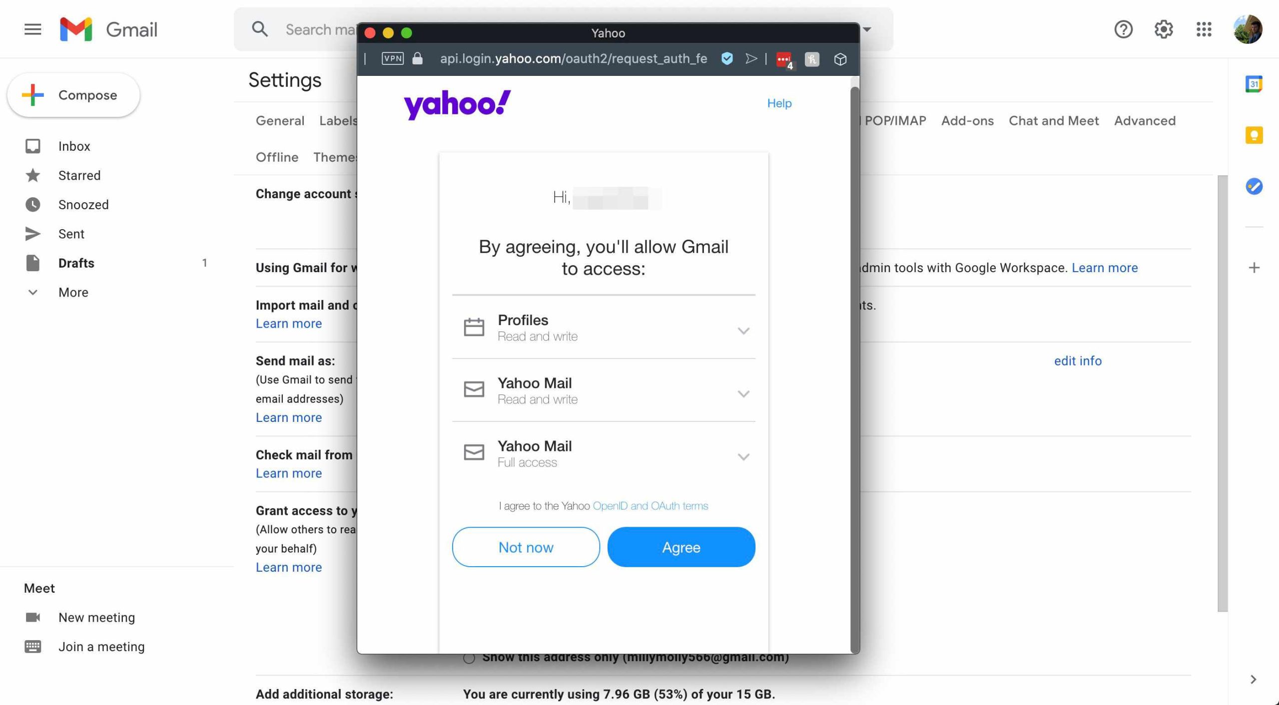 access gmail emails to yahoo mail