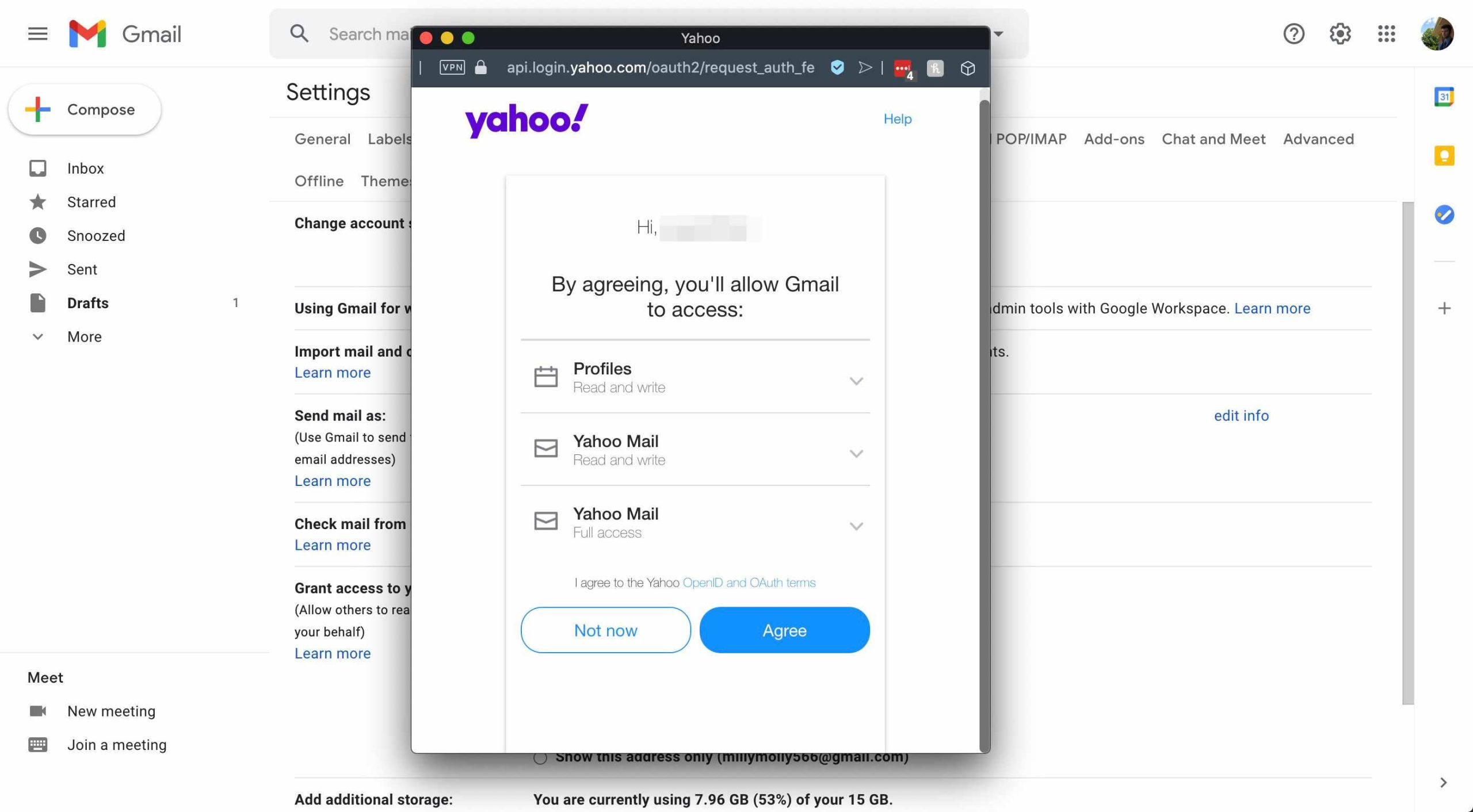 access gmail emails to yahoo mail