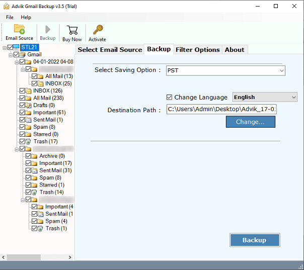 Select the desired mailbox folder