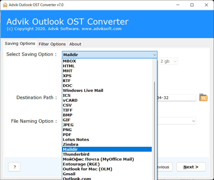 ost to maildir